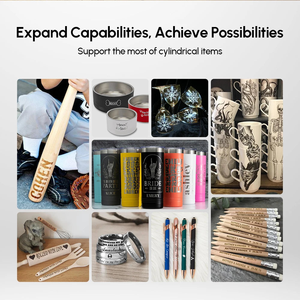 AlgoLaser DIY KIT with Rotary Roller Kit for Glass Tumbler Cup Suitable for New Beginners App Offline Control DIY Engraver Tools