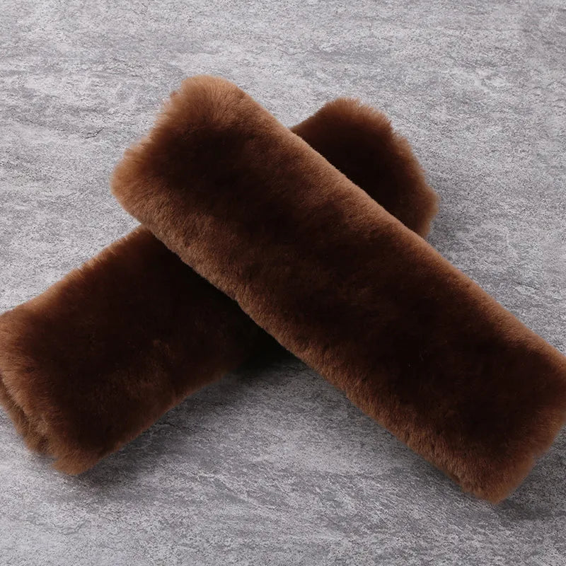 Real Sheepskin Wool Car Seat Safety Belt Pad Cover For Car Accessory Neck Shoulder Strap Cushion Pillow Automobile AU Merino Fur