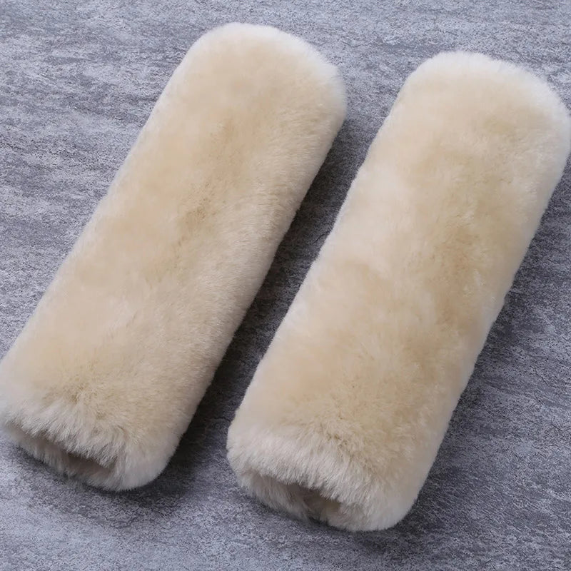 Real Sheepskin Wool Car Seat Safety Belt Pad Cover For Car Accessory Neck Shoulder Strap Cushion Pillow Automobile AU Merino Fur