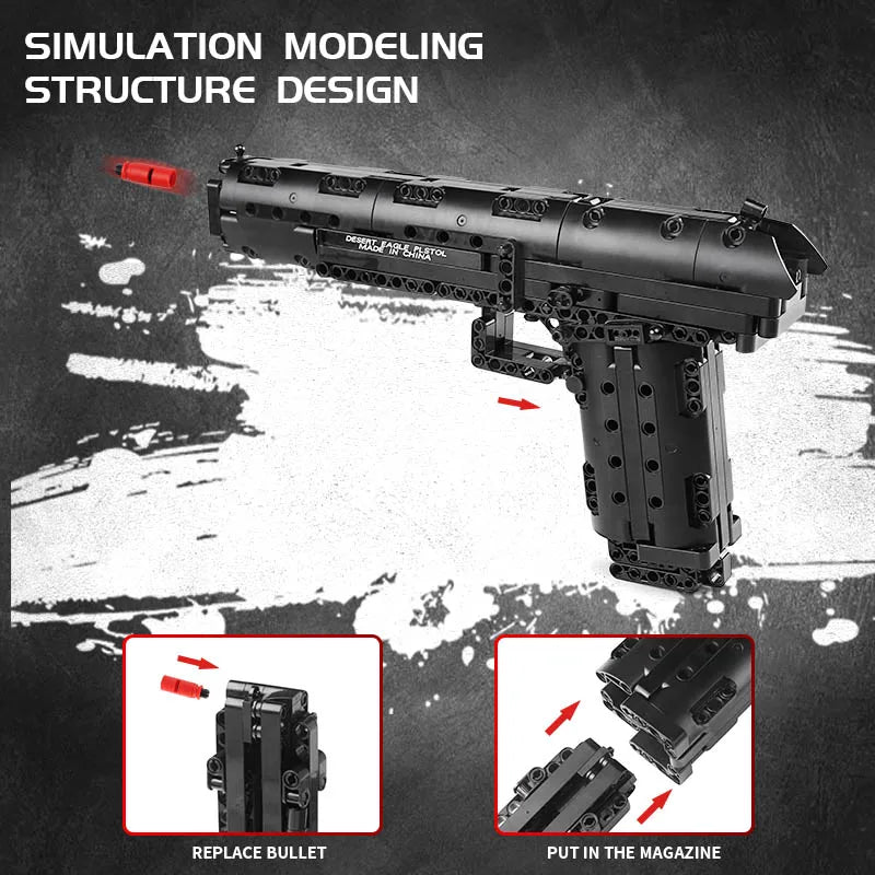 Mould King 14004 SWAT Blocks Gun Desert Eagle Pistol Weapon Model Assembly Gun Bricks  Block Kids Gifts PUBGed Blocks Gun Toy