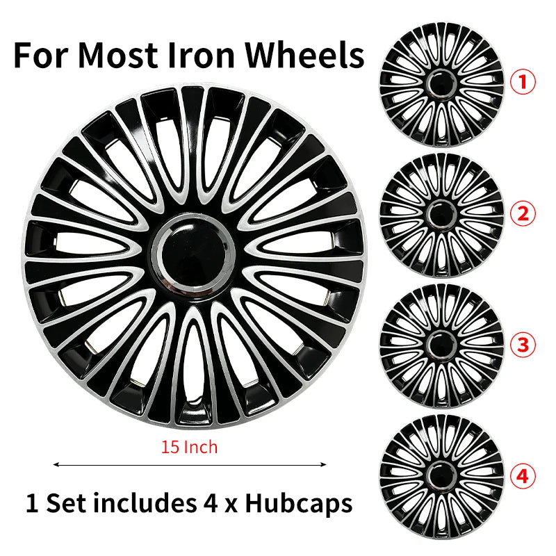 4 hubcaps for Iron Rim,15 Inch Hubcap Replacement Wheel Cap Automobile Full Rim Cover Accessories for Most Car Iron Wheel Cover