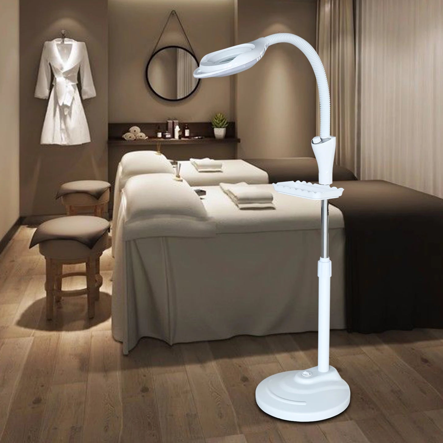 16X Magnifying LED Floor Stand Lamp with Adjustable Height & Brightness for Tattoo, Beauty Salon, and Home Use 110V 58W