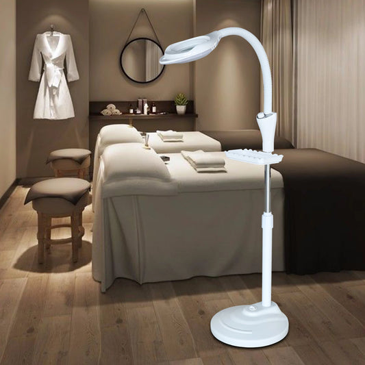 16X Magnifying LED Floor Stand Lamp with Adjustable Height & Brightness for Tattoo, Beauty Salon, and Home Use 110V 58W