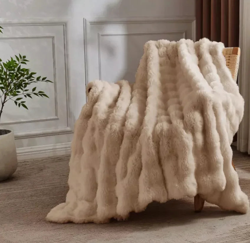 Faux Fur Throw Blanket Luxury Plush Ultra Soft Blanket Fuzzy Home Decor For Sofa