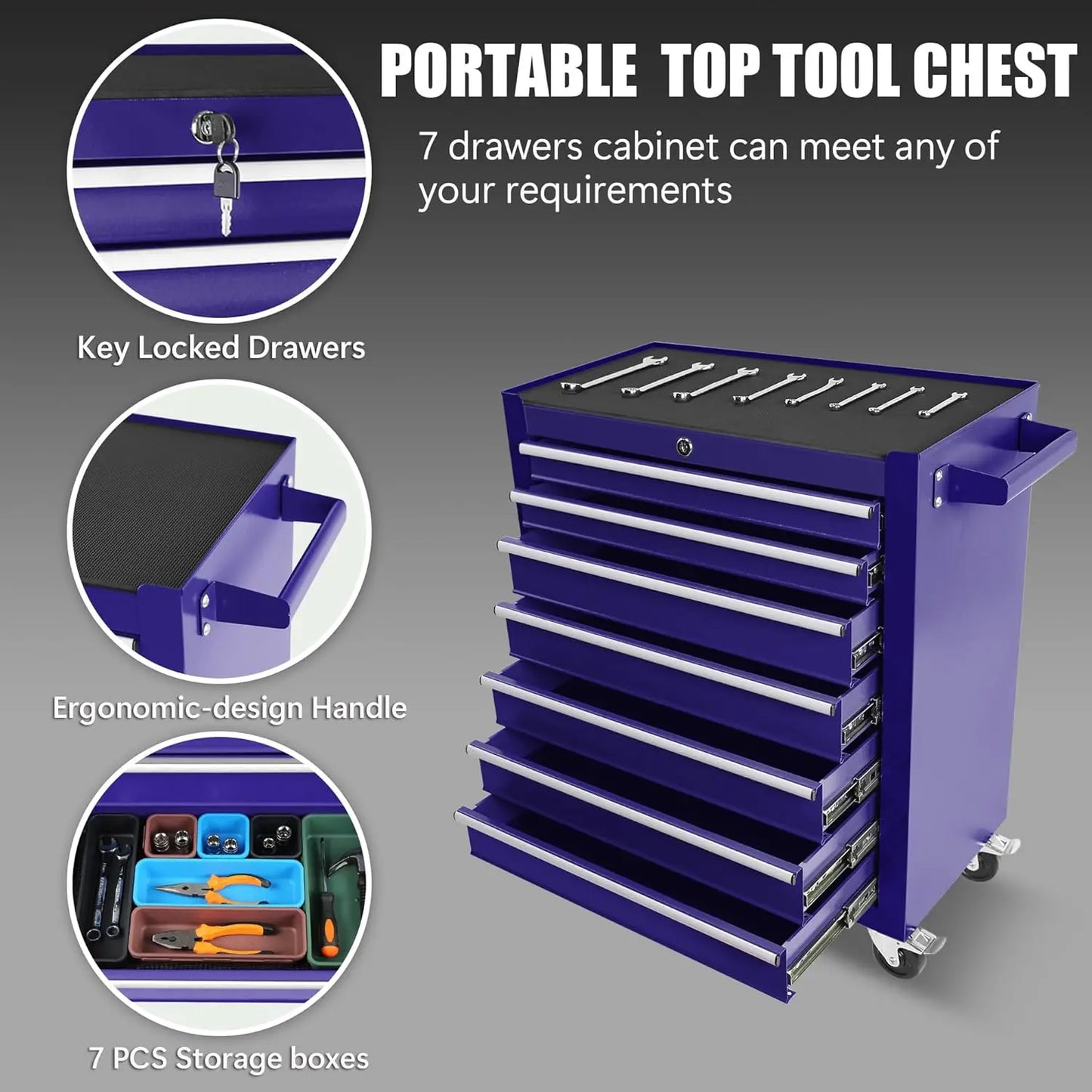 Metal Rolling Tool Box With 5 Layer Drawer Tool Box With Wheels Cart Mechanic Tool Storage Cabinet For Garage Workshop Warehouse