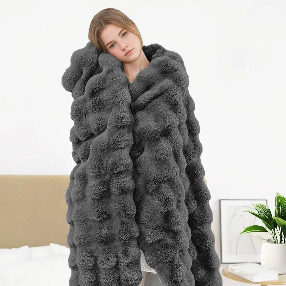 Faux Fur Throw Blanket Luxury Plush Ultra Soft Blanket Fuzzy Home Decor For Sofa