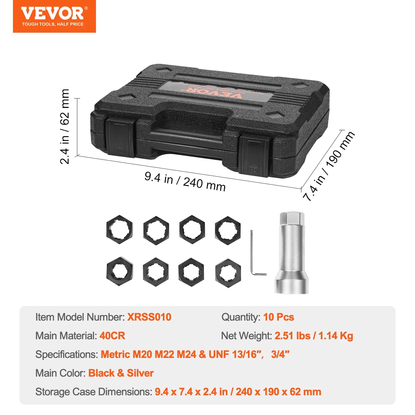 VEVOR Thread Chaser Set UNC UNF Metric Thread Restorer Tool Rethreading Tool Kit Heat Treated Steel for Mechanics DIY Enthusiast