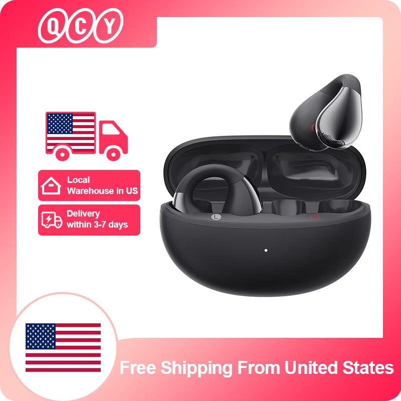QCY Crossky C30 Ear Clip Earphones Bluetooth 5.4 Wireless Open Ear Sports TWS Earbuds Dual-Connection Headphones