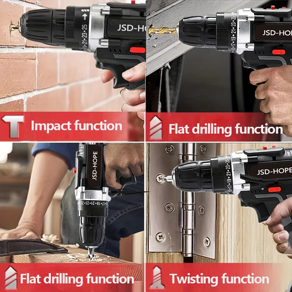 Hand drill turn home hand drill rechargeable tool lithium electric turn multi-function impact pistol drill electric screwdriver