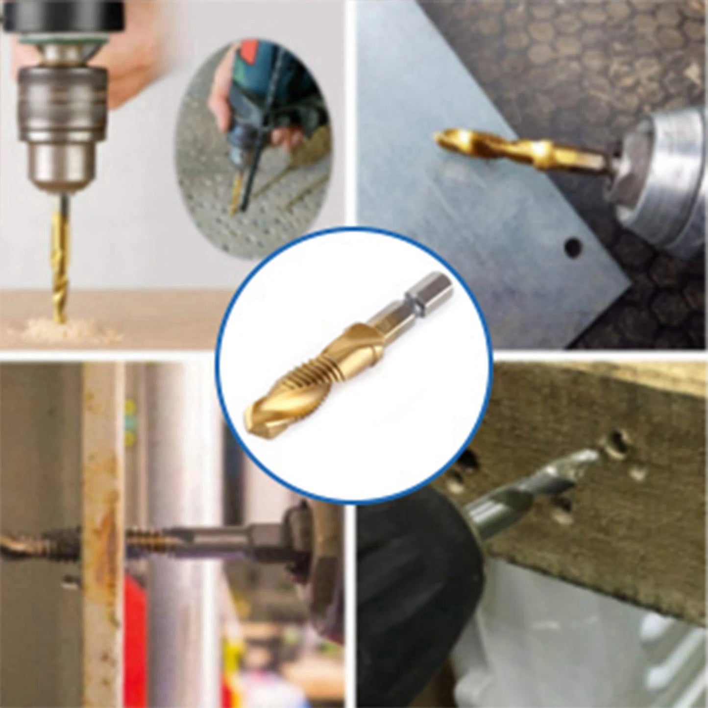 Screw Taps Tool Set Metric Thread M3-M10 Titanium Coated HSS Drill and Tap Bits 1/4" Hex Shank Drill and Tap Bit Thread Tap