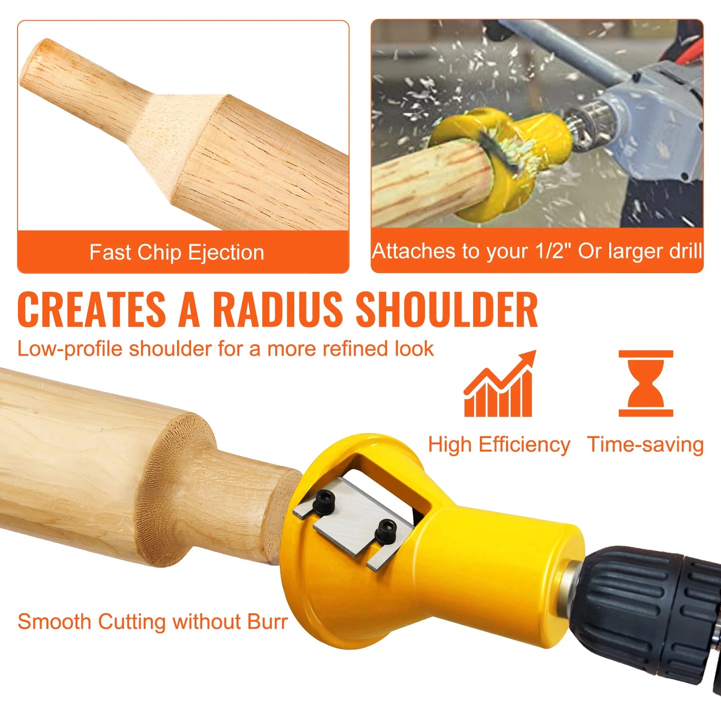 VEVOR 4/6/8Pcs Tenon Cutter Log Furniture Kit 1/1.5/2in Straight/Curved Blades Commercial Woodworking Tool for Corded Drill