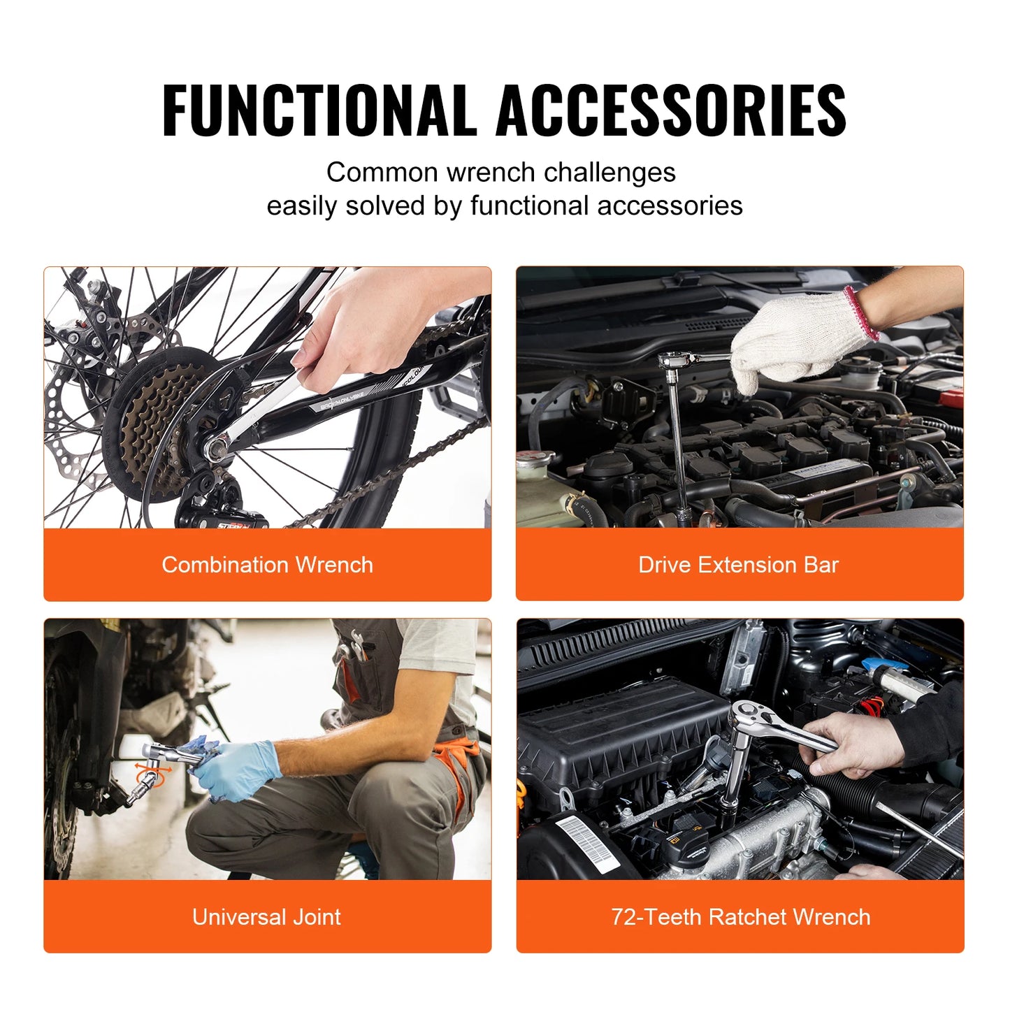 SucceBuy Mechanics Tool Set and Socket Set Deep and Standard Sockets 145/205 Pcs SAE and Metric Mechanic Tool Kit with Bits