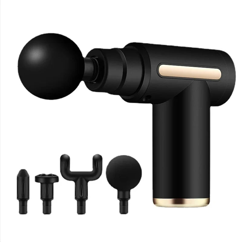 Mini Fascia Massage Gun Electric Massager Body Relaxation Belt 4 Replaceable Heads Fitness Equipment Fascia Gun