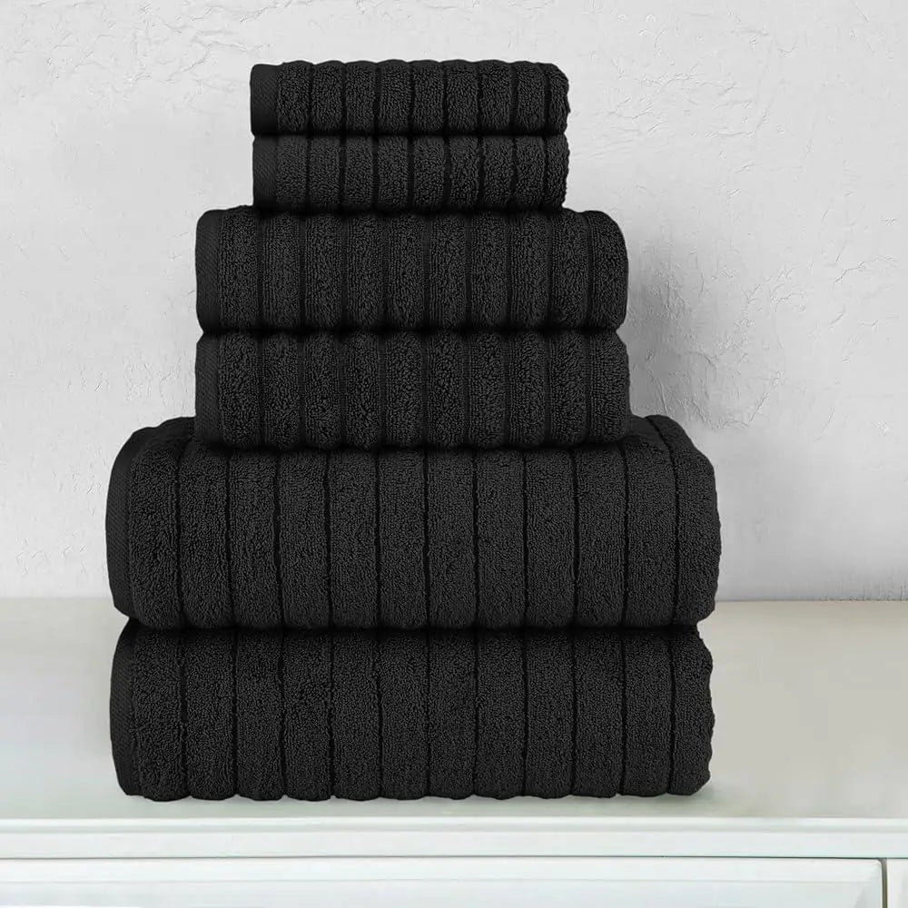 100% Turkish Cotton Luxury Bath Towels 6-Piece Set Soft Highly Absorbent Quick Dry