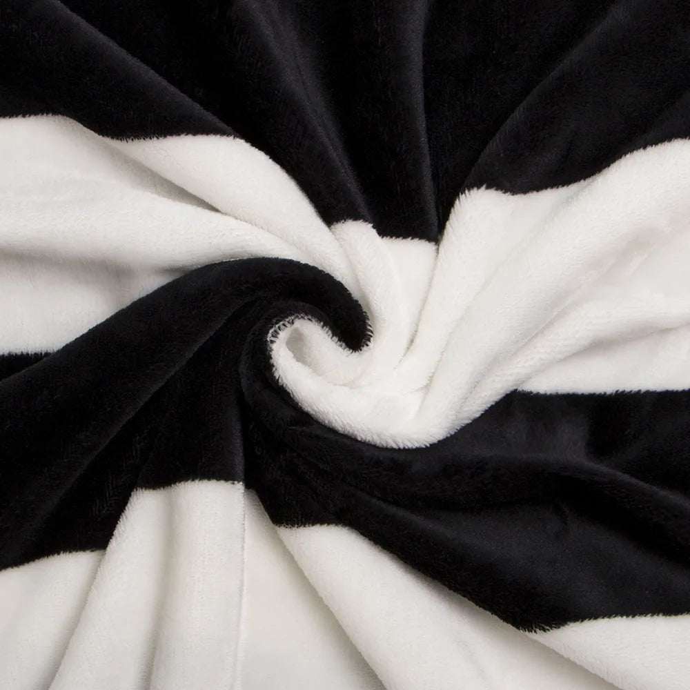 Ntbay Soft and Cozy Flannel Throw Blanket, Warm and Lightweight Bed Blanket with Black and White Pattern