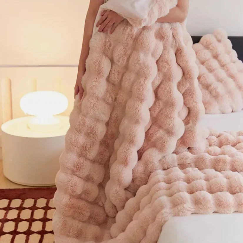 Faux Fur Throw Blanket Luxury Plush Ultra Soft Blanket Fuzzy Home Decor For Sofa