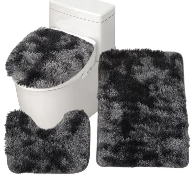 3pcs Bathroom Rug Set Bathroom Tie Dye Mat Toilet Soft Non Slip Rug Shower Carpets Toilet Lid Cover Floor Mats Set Washable