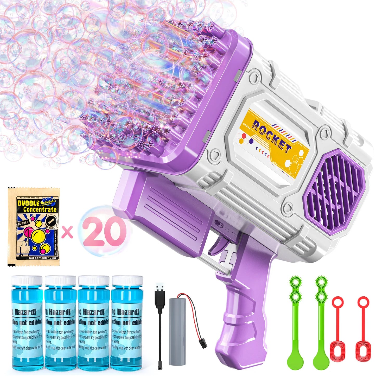 86 Holes Rocket Bubble Gun Toys Kids Electric Launcher Handheld Portable Toys  Automatic Bubble Gun Outdoor Toys Children Gifts