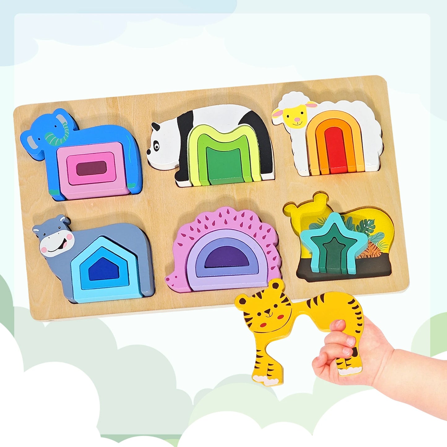 3D Wooden Jigsaw Educational Toys Montessori Toys for Kids Games Animal Shape Puzzle Toys Children Christmas Holiday Gifts