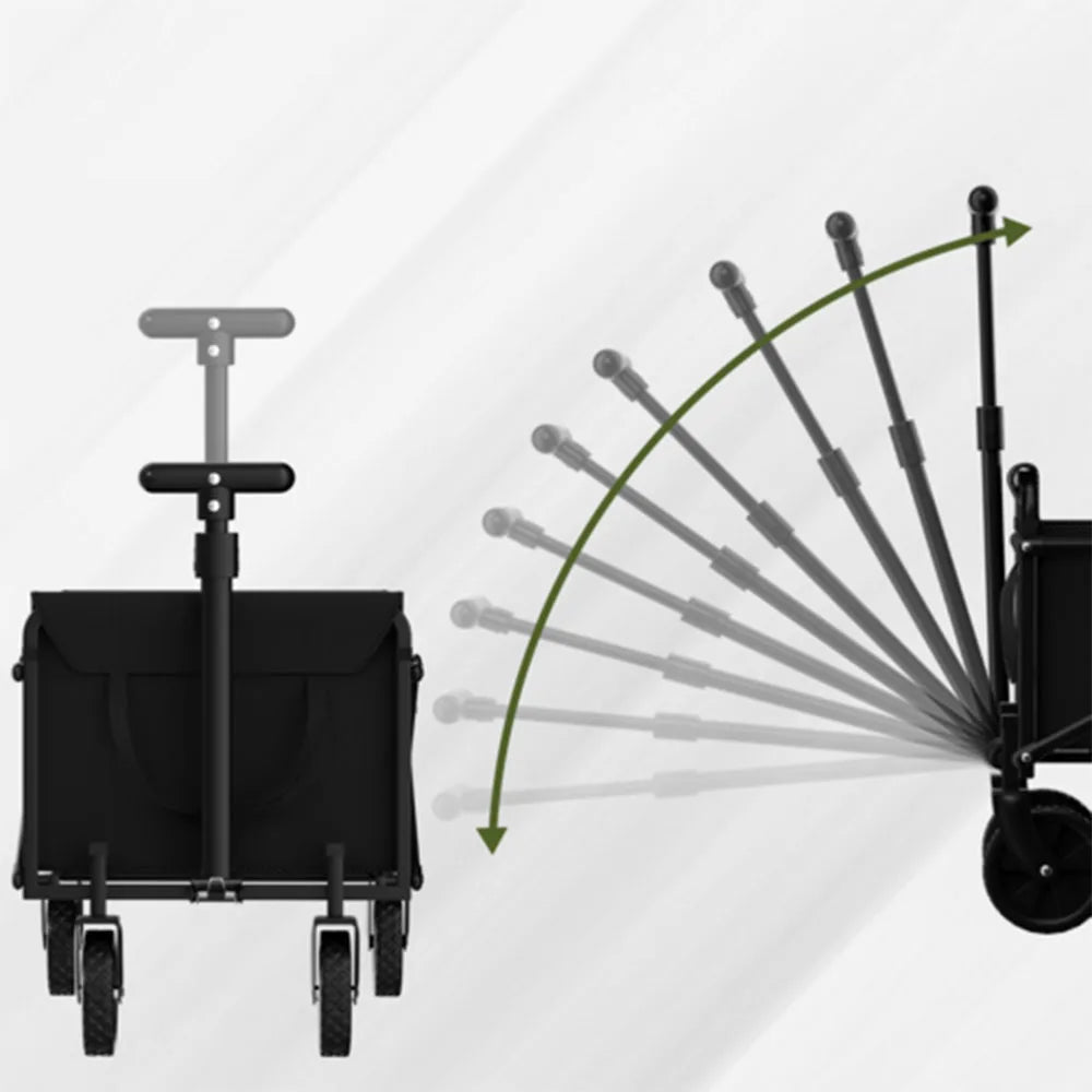 Black Small Handcart Outdoor Garden Folding Cart Collapsible Utility Shopping Cart Wagon Portable Picnic Beach Trolley Cart