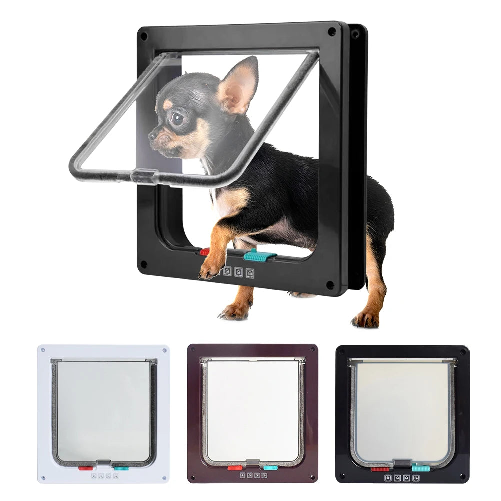 Transparent Thin Cat Door Cat Flap Door with 4 Way Security Lock Puppy Kitten Safety In&out Pet Door Pet Doors and Sliding Door