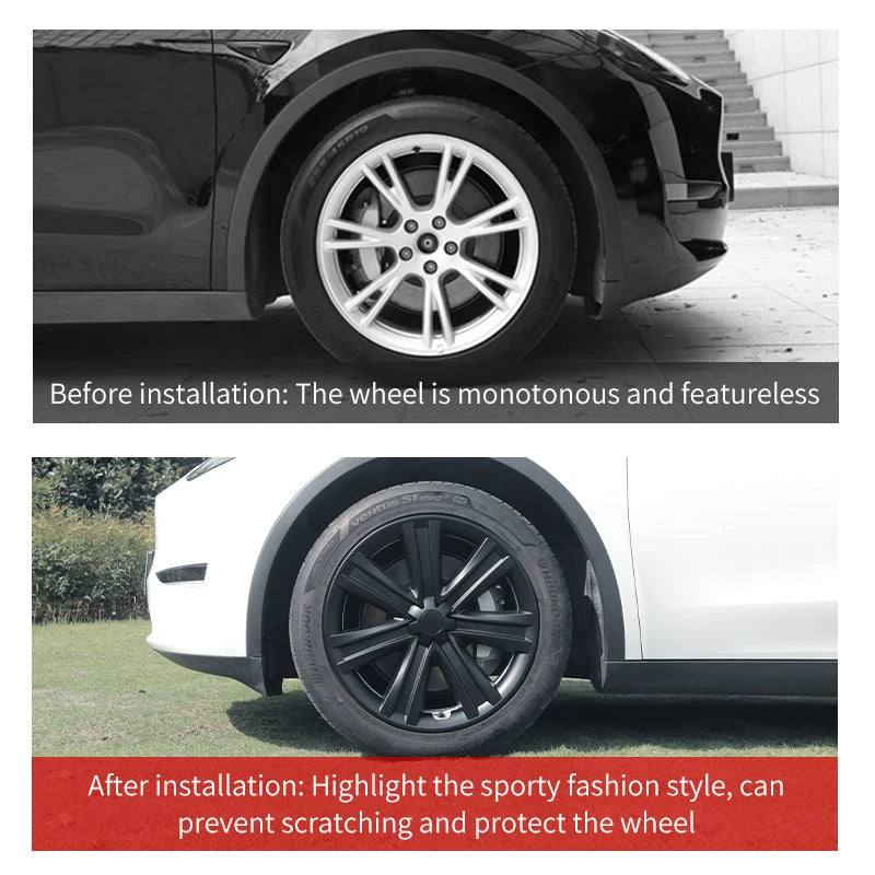 4PCS/Set Hubcaps 19 inches Full Coverage Arachnid Wheel Cover Cap Design for Tesla Model S/ Model Y Automobile Accessories