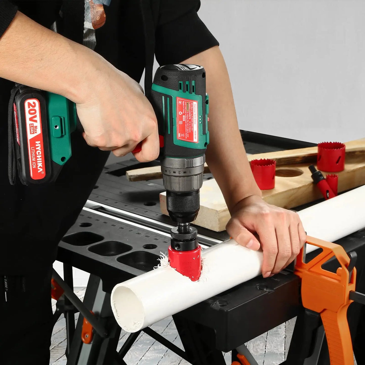 HYCHIKA 19-64mm 14pcs Hole Saws Set with Storage Box for Electric Screwdriver Drilling Metal Wood Power Tools Accessories