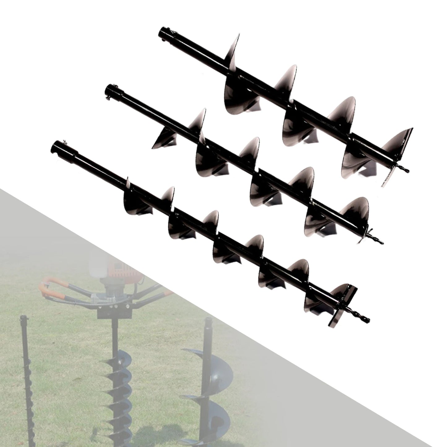 3pcs Spiral Drill Bits 4in/6in/8in Width For Garden Fence Planter and Post Hole Excavator Digger Ground Drilling Tool Borer
