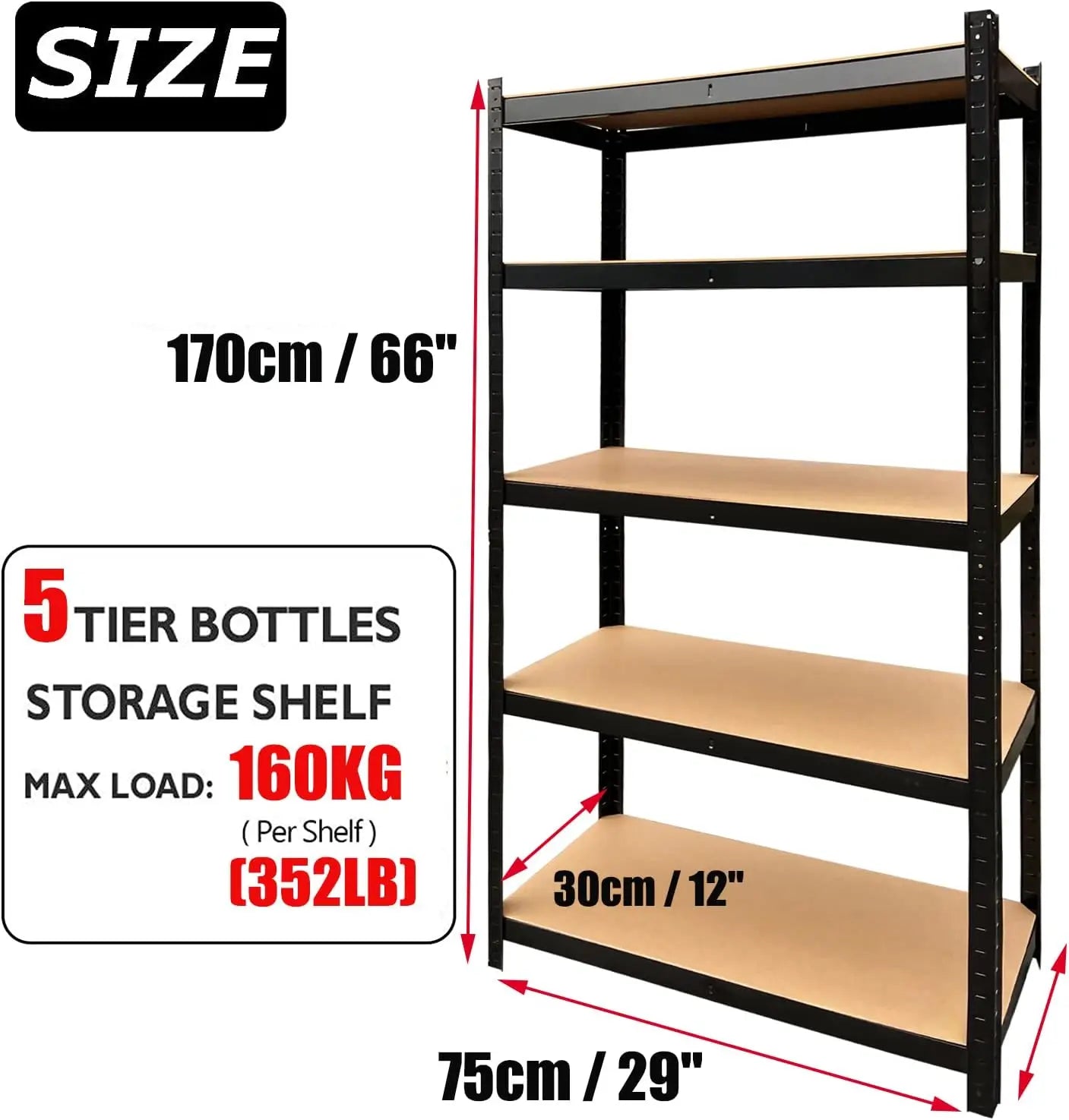 Shelving Units,5 Tier Garage Shelf Unit Metal Shelves Storage Boltless Rack,Workshop Adjustable For Warehouse,Home,Office&Pantry