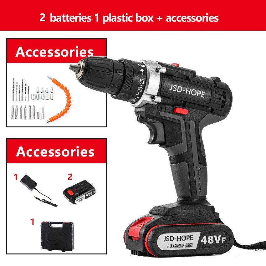 Hand drill turn home hand drill rechargeable tool lithium electric turn multi-function impact pistol drill electric screwdriver