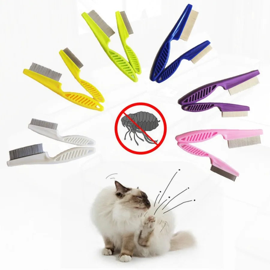 Pet Flea Tick Remover Dog Cat MultiColor Stainless Steel Comfort Hair Grooming Comb Protect Flea Lice Removal Hair Cleaner Comb