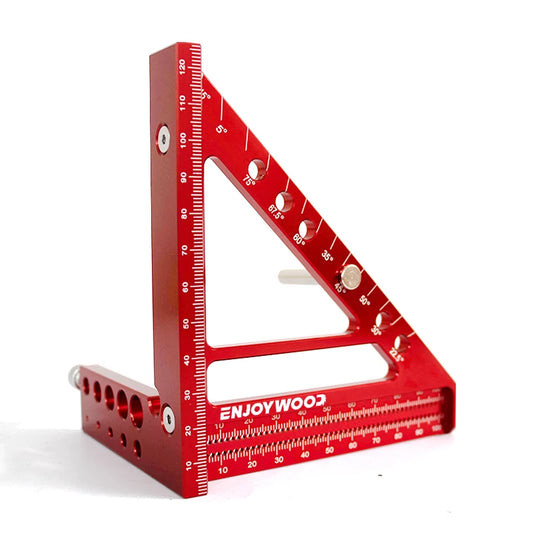 ENJOYWOOD 5 inch 3D Multi-Angle Measuring Ruler Square Ruler 22.5-90 Degree Protractor Hole Positioning Woodworking Tool