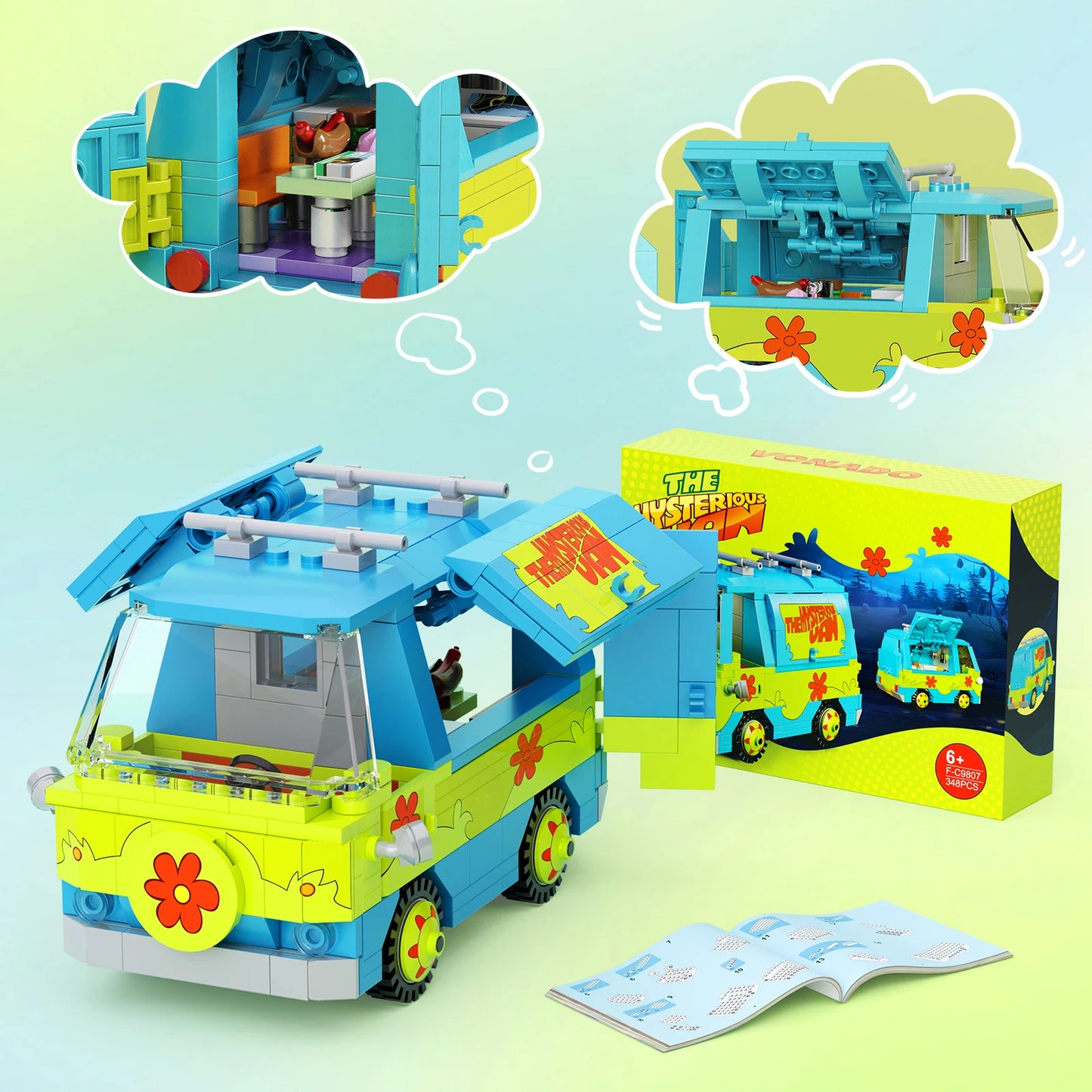 320 Pcs Mystery Machine Scooby Doo Van Building Block Kit For Kids Lego Compatible ABS Plastic