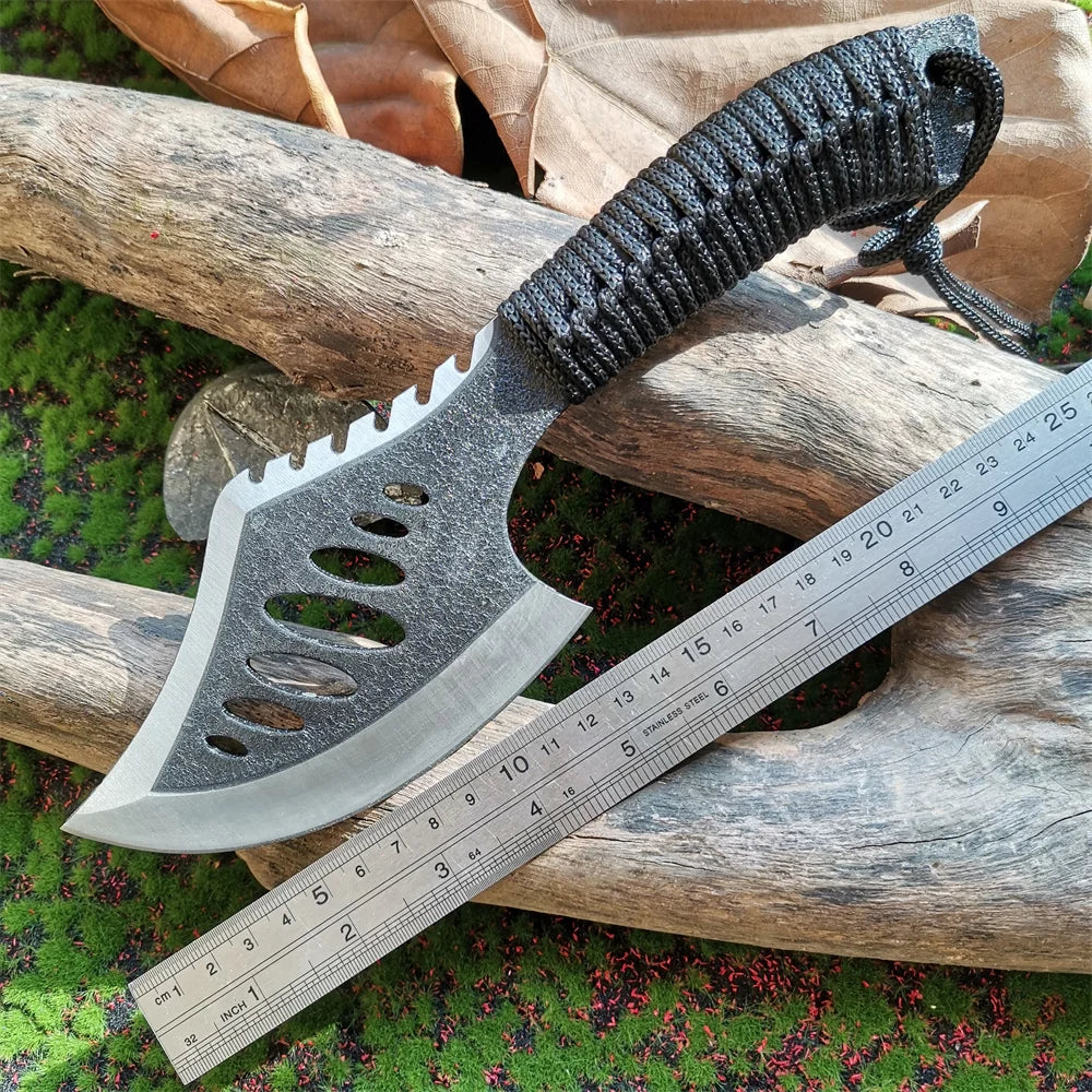 Stainless Steel Survival Hunting Tomahawk Ax - Lightweight Camping Hand Fire Ax with Paracord Handle and Nylon Sheath