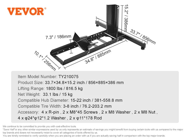 VEVOR Motorcycle Wheel Chock Upright 1800 lbs Heavy-duty Steel Motorcycle Front Wheel Stand with Adjustable Holes For Motorcycle