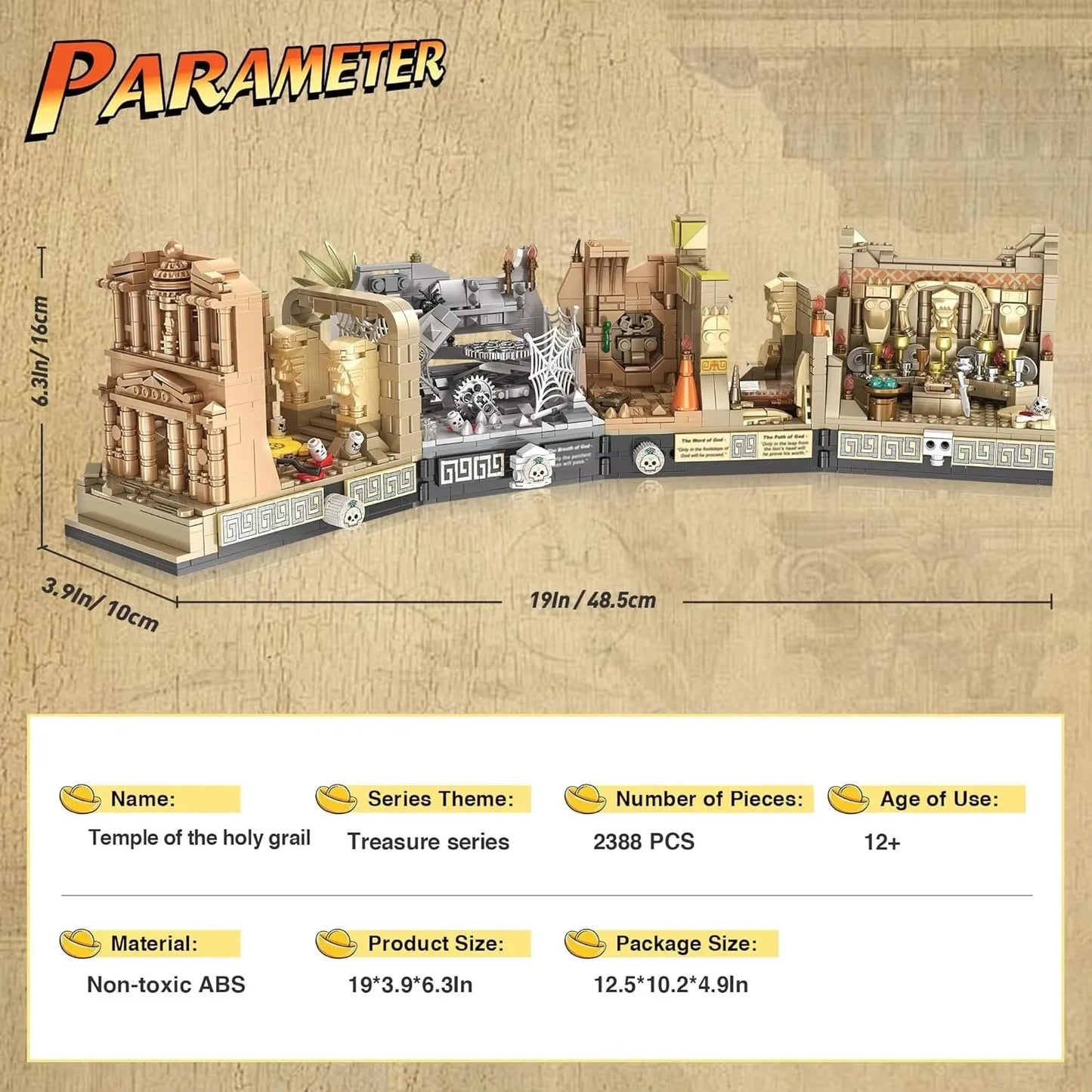 2388PCS Modular Building MOC Raiders of the Lost Ark Temple of the Holy Grail Model Building Blocks Brick Toys for Children Gift