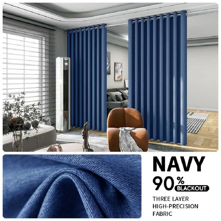 2PCS Room Divider BlackOut Curtain for Living Room, Noise Reduction Curtain with Anti-Rust Grommet Top Blackout Curtain
