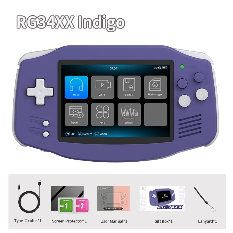 ANBERNIC RG34XX Retro Handheld Game Console 3.4" IPS Screen Linux 64-bit Video Gaming Player Support WiFi Bluetooth HD TV Output