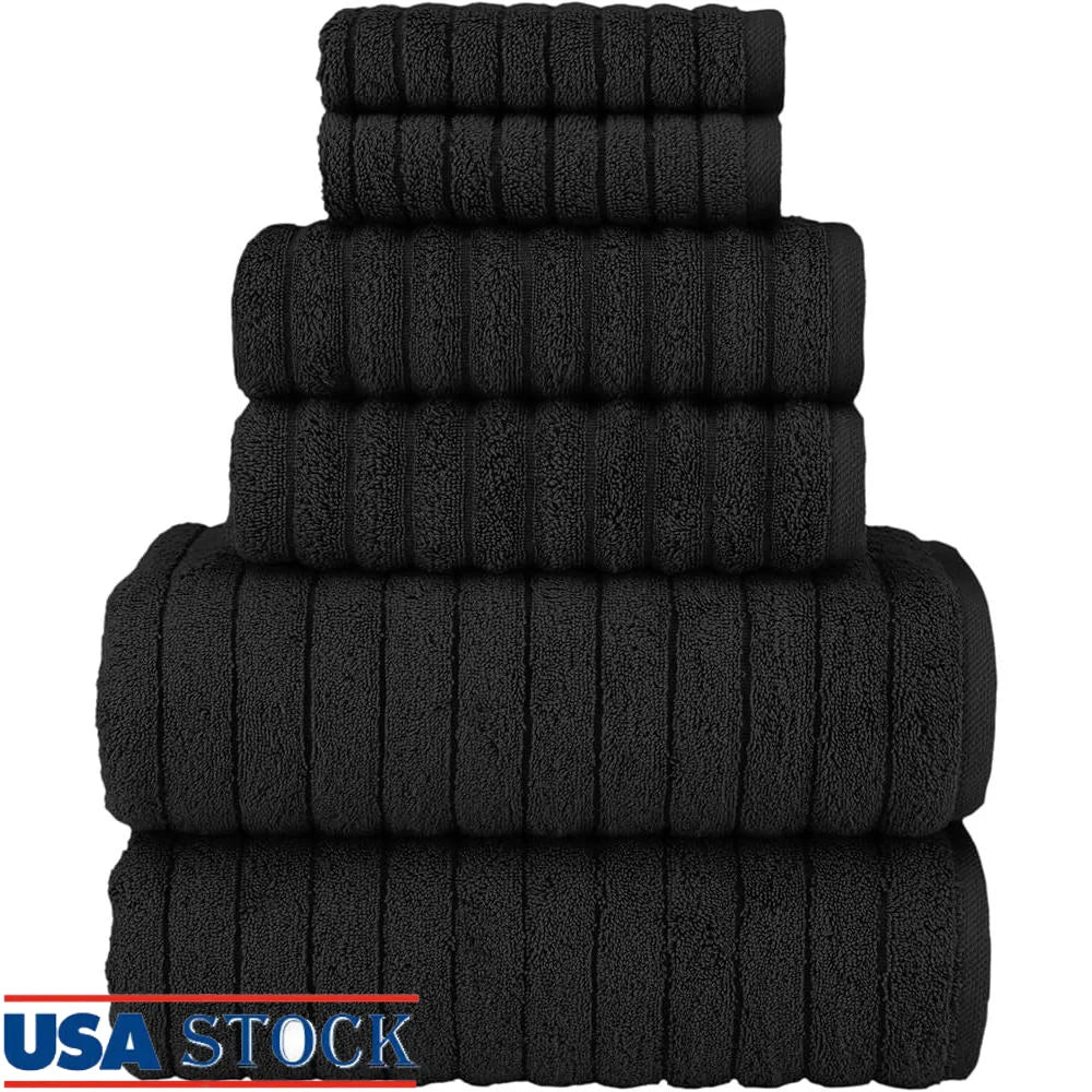 100% Turkish Cotton Luxury Bath Towels 6-Piece Set Soft Highly Absorbent Quick Dry