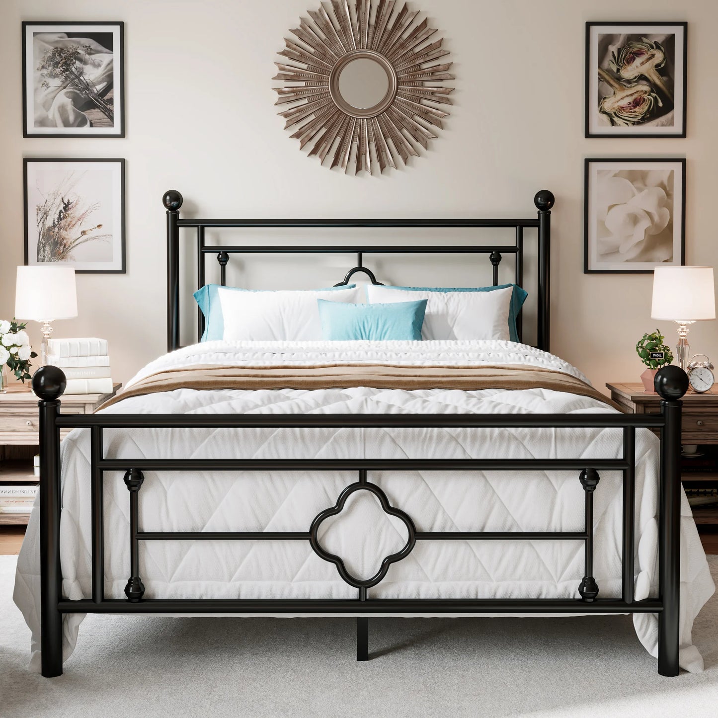 Vintage Victorian Style Wrought Iron Headboard and Footboard