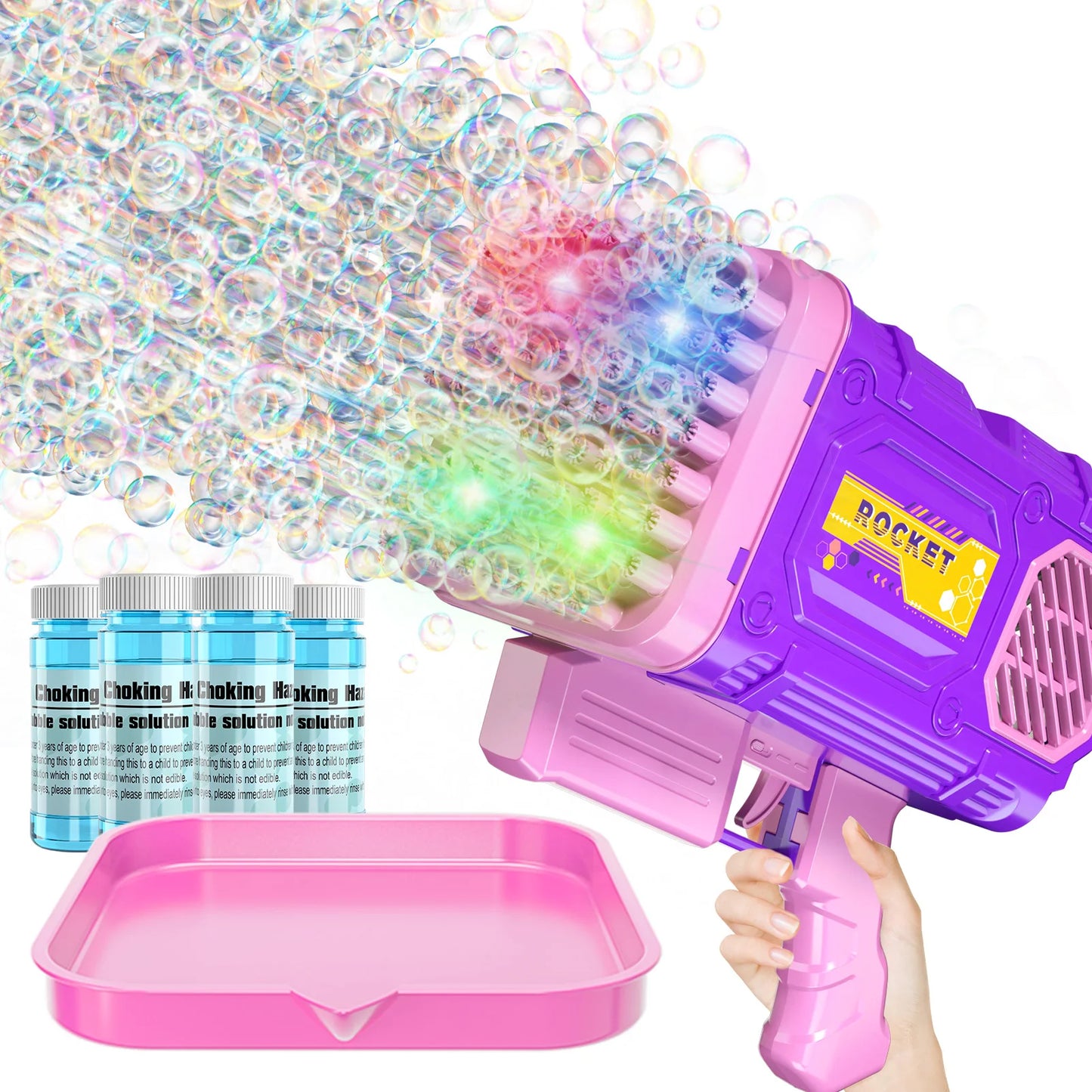 86 Holes Rocket Bubble Gun Toys Kids Electric Launcher Handheld Portable Toys  Automatic Bubble Gun Outdoor Toys Children Gifts