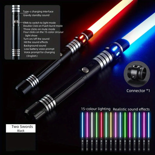 15 Color 2 In 1 Metal Gravity Sensing Light Up Saber Toy Sword Glow Sword For Halloween Party