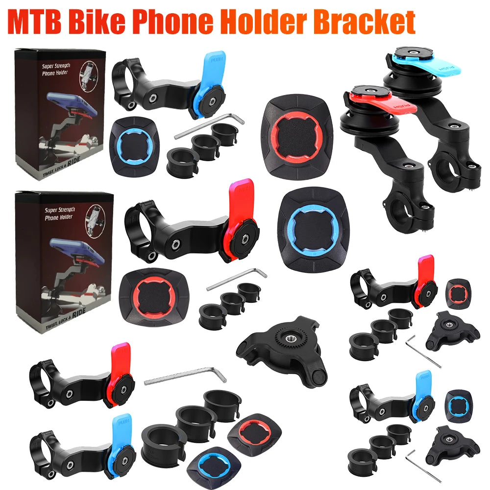Quad Lock Motorcycle Bike Phone Holder Stand Bicycle Phone Holder Bike Holder 360° Rotatable Navigation Support Security Bracket