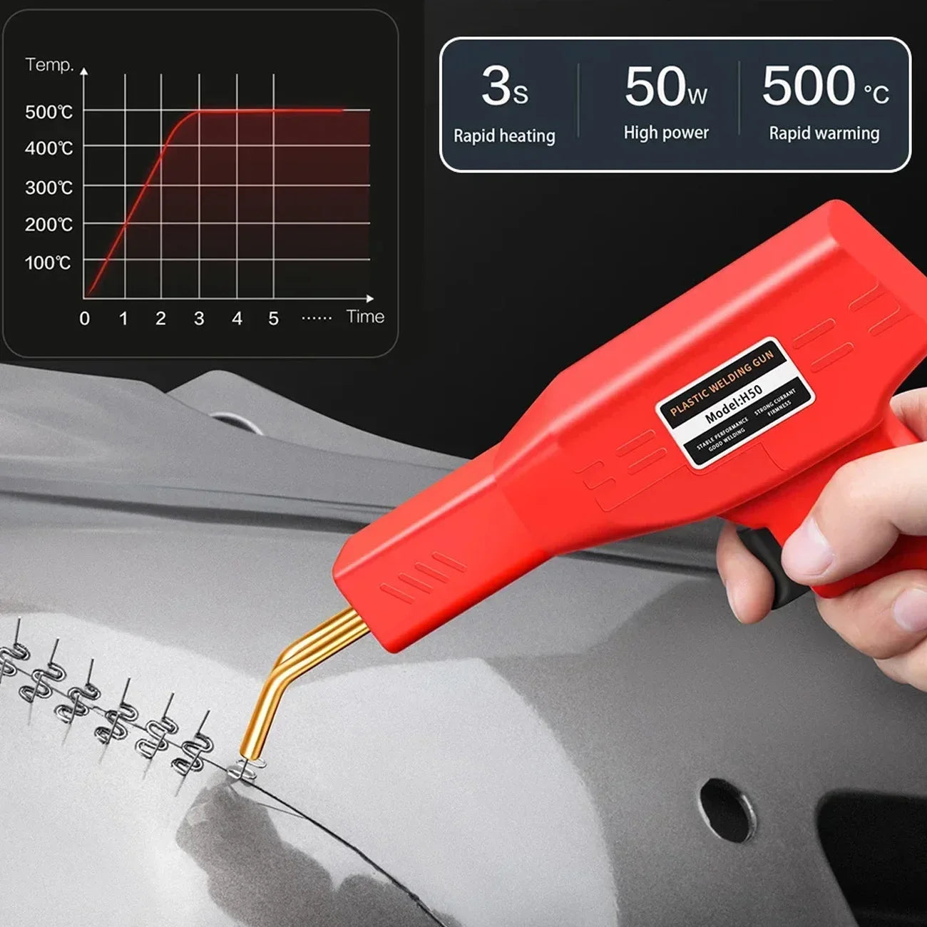 50W Plastic Welding Machine 200 / 1000Pcs Staples Hot Stapler Welding Soldering Equipment Tools Car Bumper Repair Kit (US plug)