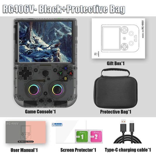 ANBERNIC RG406V Handheld Game Console 4’’ IPS Touch Screen Android 13 Unisoc T820 64-bit Game Player 5500mAh RGB lighting