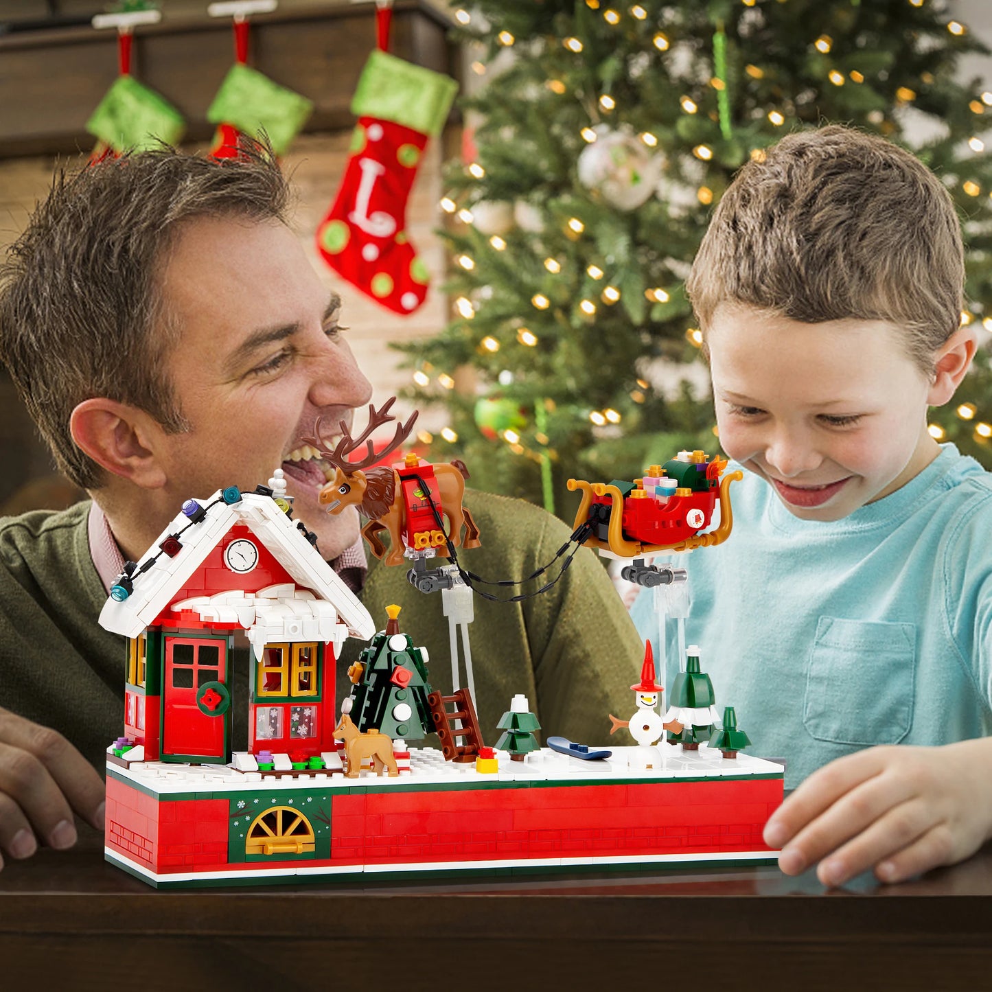EDUCIRO Christmas Building Sets, Santa Claus and Reindeer Christmas Décor Building Kit, Features a Christmas Tree Toy Gift Idea