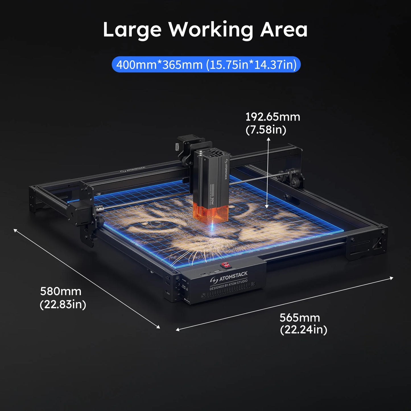 Atomstack A20 Pro V2 Laser Engraver 20W Quad Laser Cutter For Metal Acrylic Wood Glass Engraving Area 400x365mm
