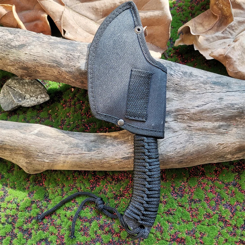 Stainless Steel Survival Hunting Tomahawk Ax - Lightweight Camping Hand Fire Ax with Paracord Handle and Nylon Sheath
