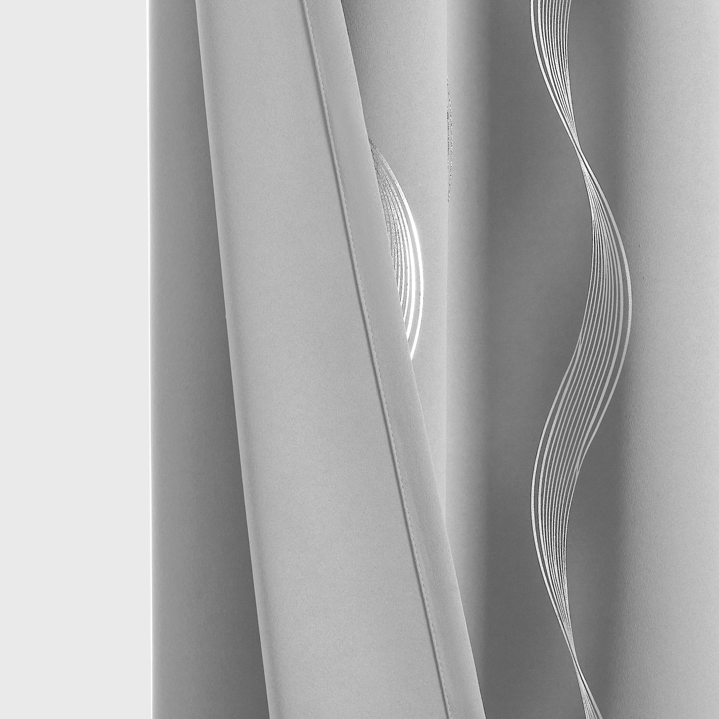 4PCS Blackout Curtains Grommet Thermal Insulated Room Darkening  With Wave Foil Printed For Bedroom