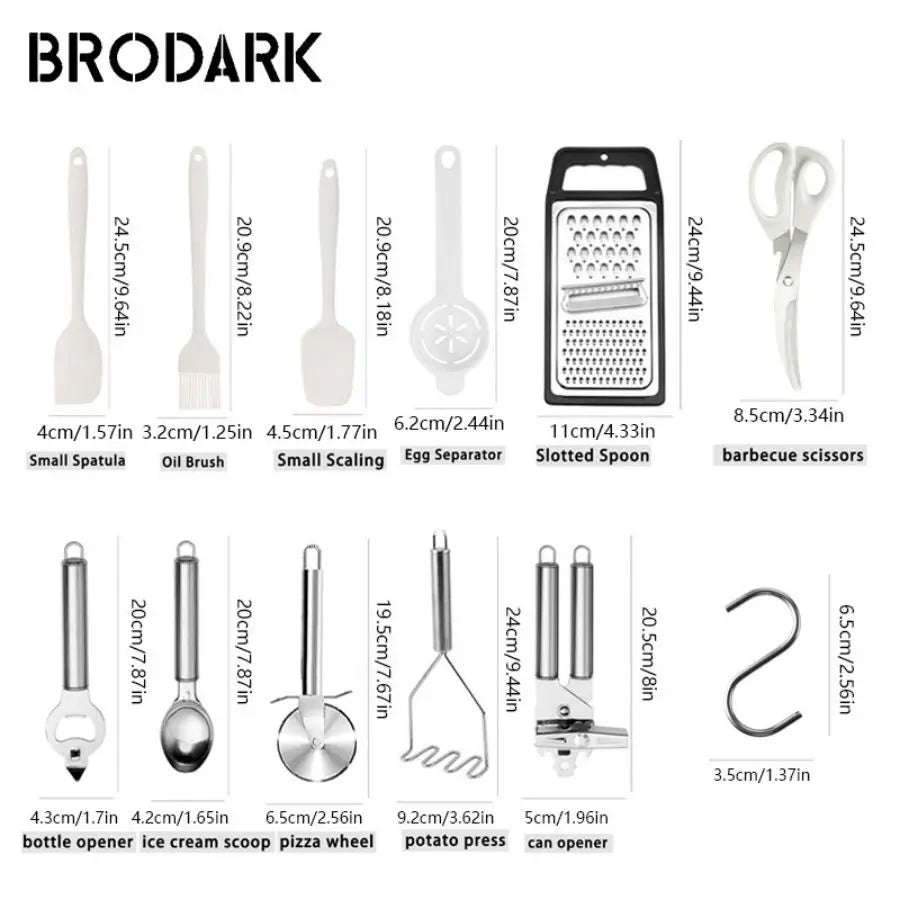 44pcs Premium Silicone Kitchen Utensil Set With Wooden Handles